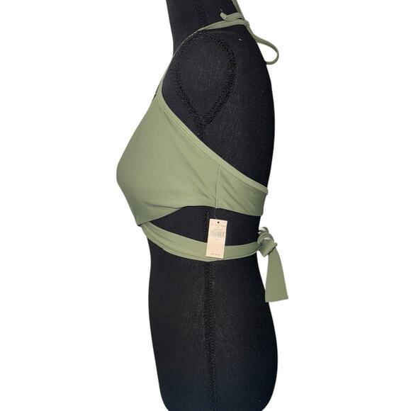 NWT! Aerie Wrap Halter Wraparound Bikini Top in Olive Green - Size Small - Picture 8 of 9